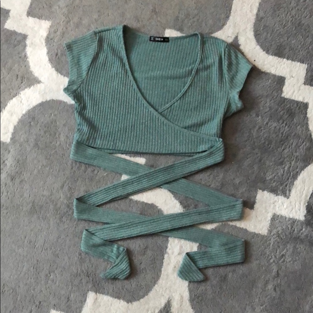 Sea green tie crop too